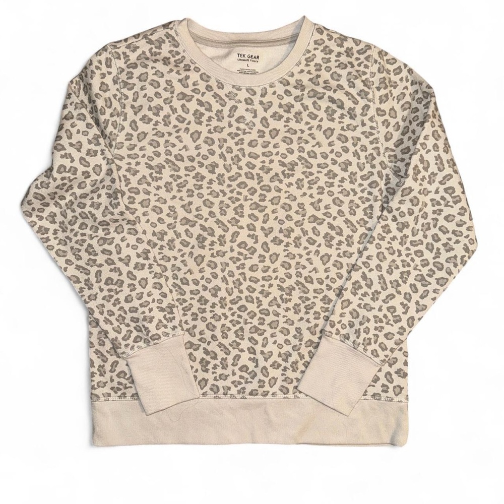 cream and gray-ish brown leopard print sweatshirt - Size L